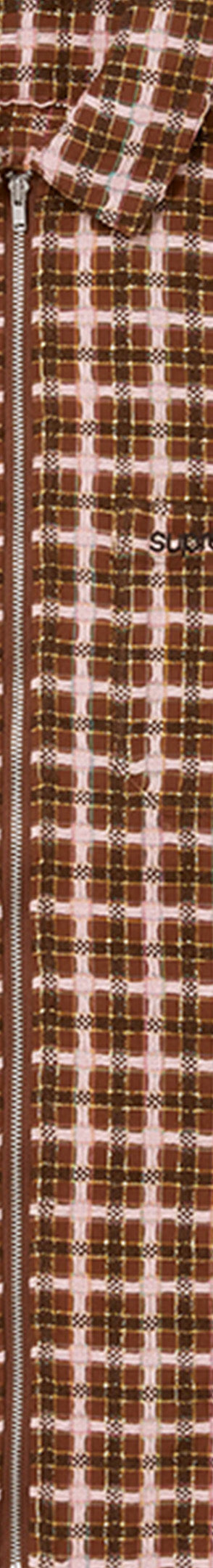 Metallic Plaid Zip Up Shirt-3