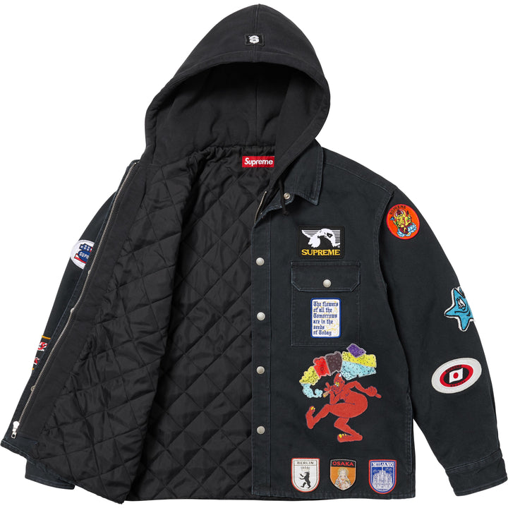 Patches Hooded Zip Up Shirt - Shop - Supreme