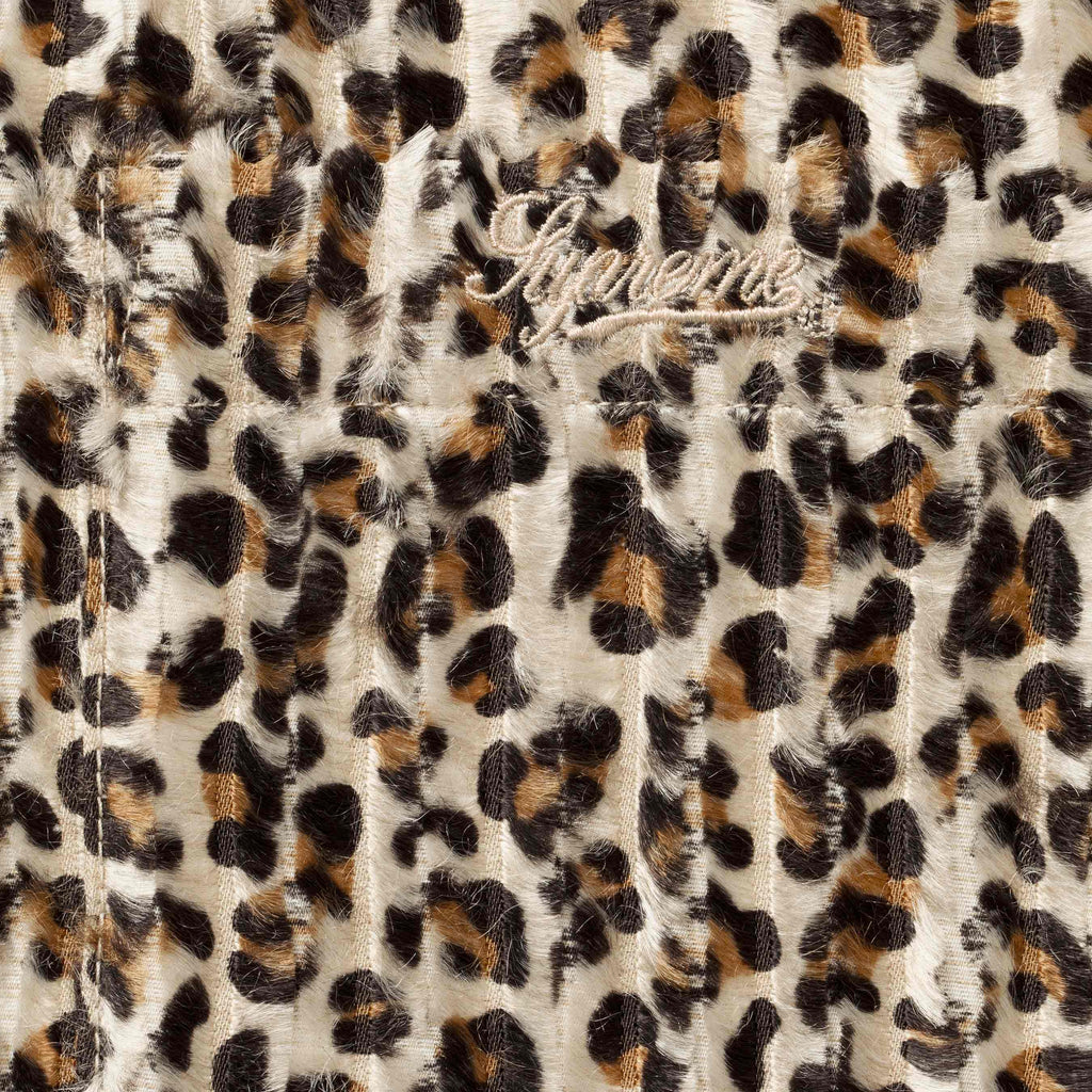 Leopard Frayed Zip Up Shirt