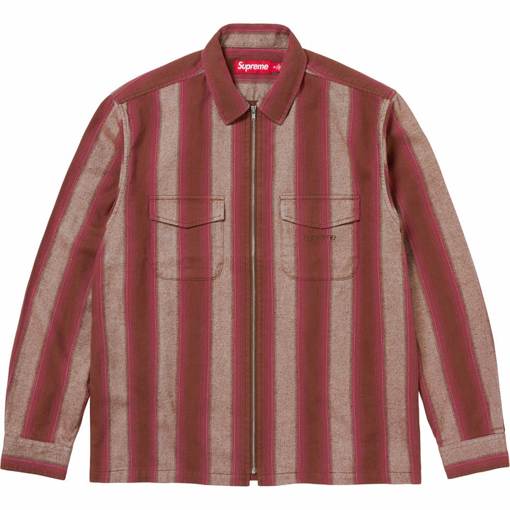 Stripe Flannel Zip Up Shirt