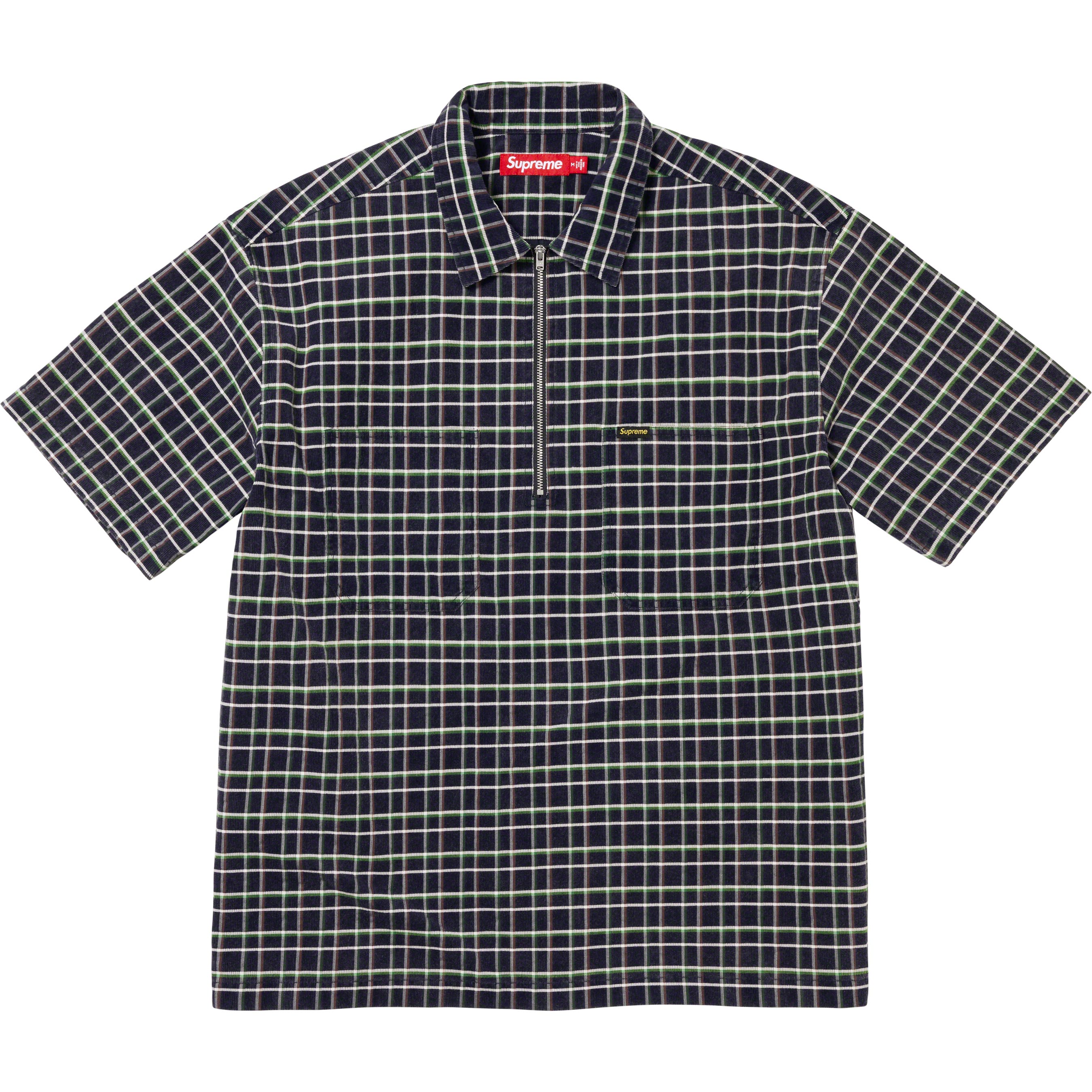 Plaid Corduroy Half Zip S/S Shirt