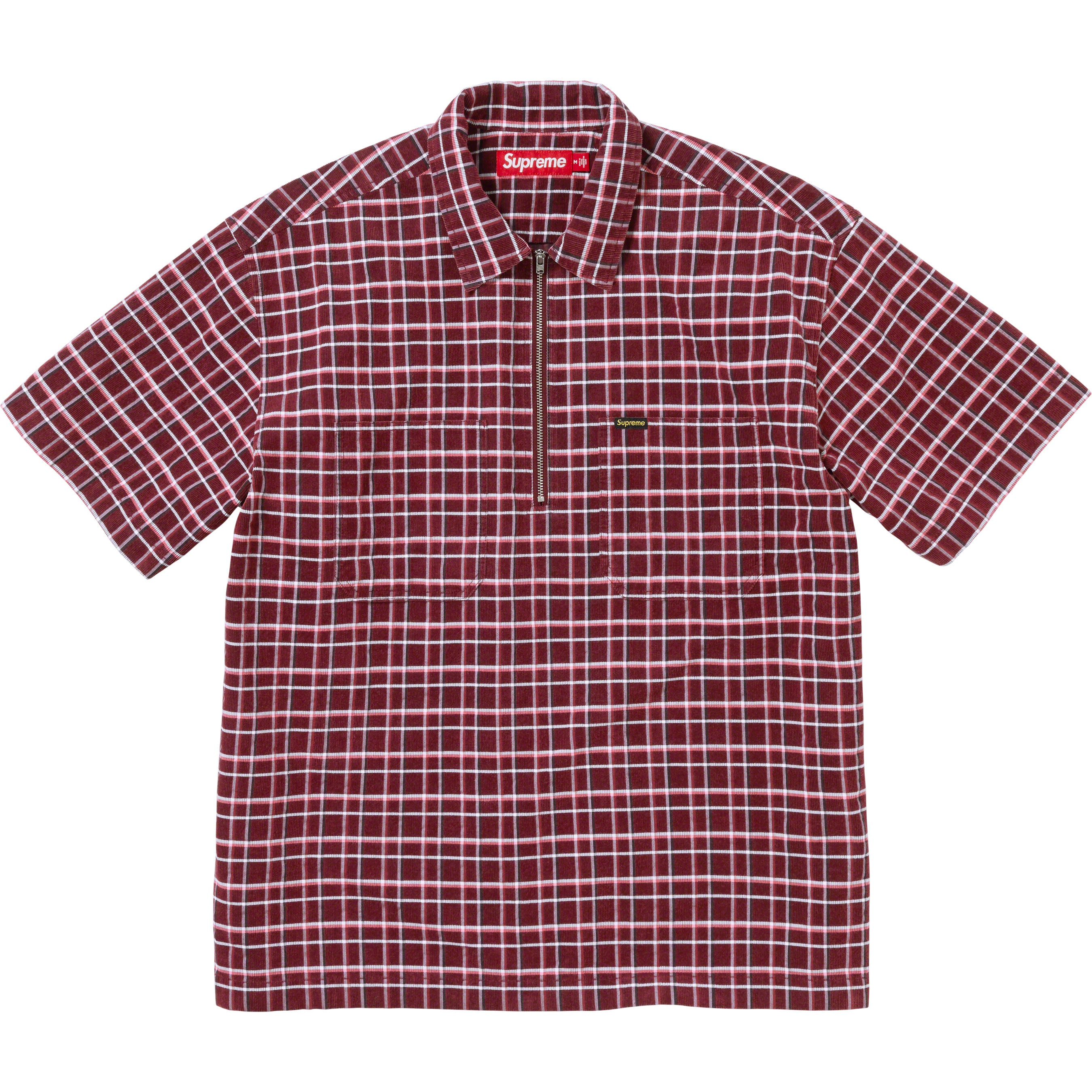 Plaid Corduroy Half Zip S/S Shirt