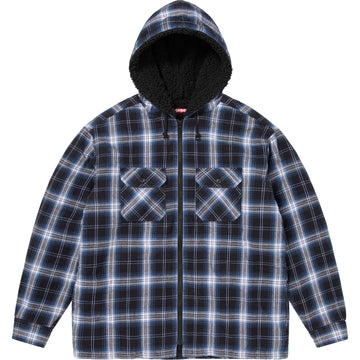Lined Zip Up Hooded Flannel Shirt