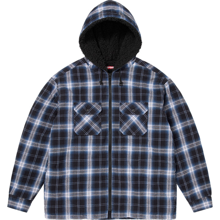 Lined Zip Up Hooded Flannel Shirt-6