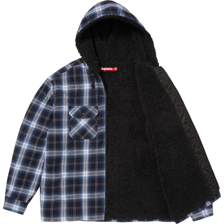 Lined Zip Up Hooded Flannel Shirt-7