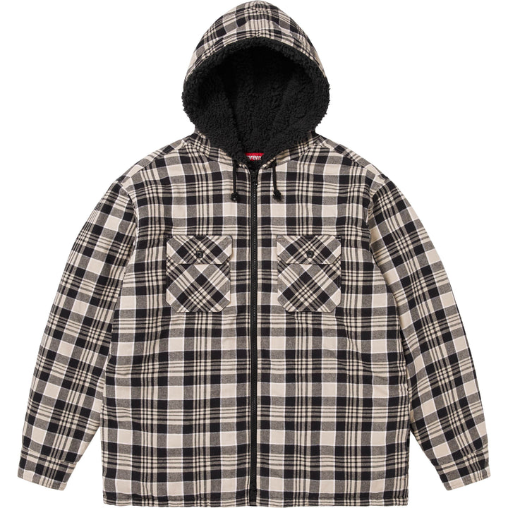 Lined Zip Up Hooded Flannel Shirt-10