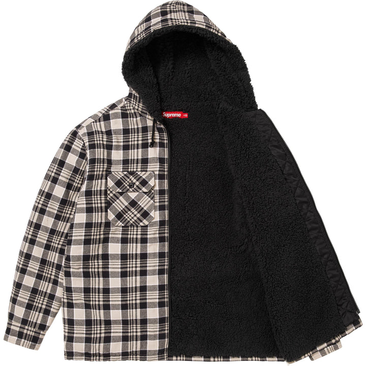 Lined Zip Up Hooded Flannel Shirt-11