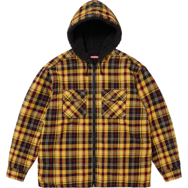 Lined Zip Up Hooded Flannel Shirt-1