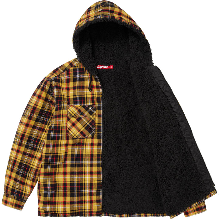 Lined Zip Up Hooded Flannel Shirt-2