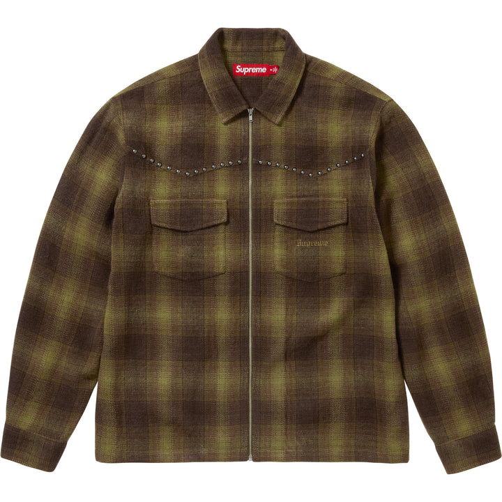 Studded Shadow Plaid Zip Up Shirt - Shop - Supreme