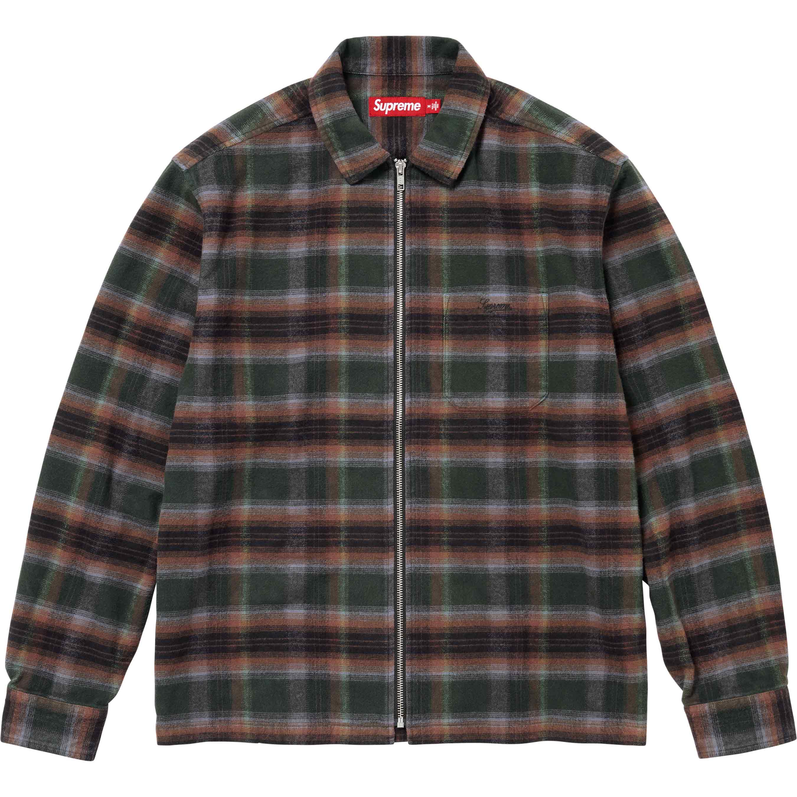 Shadow Plaid Flannel Zip Up Shirt