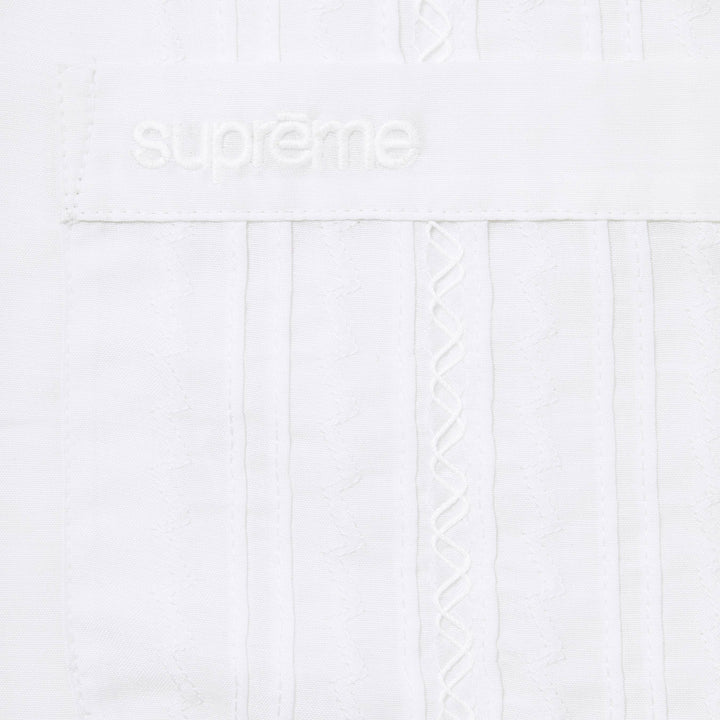 トップス 26SS Supreme Stripe Shirt White Small Pintuck S/S Shirt - Shop - Supreme