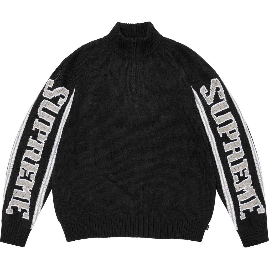 Jacquard Sleeve Half Zip Sweater