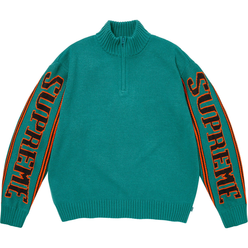 Jacquard Sleeve Half Zip Sweater