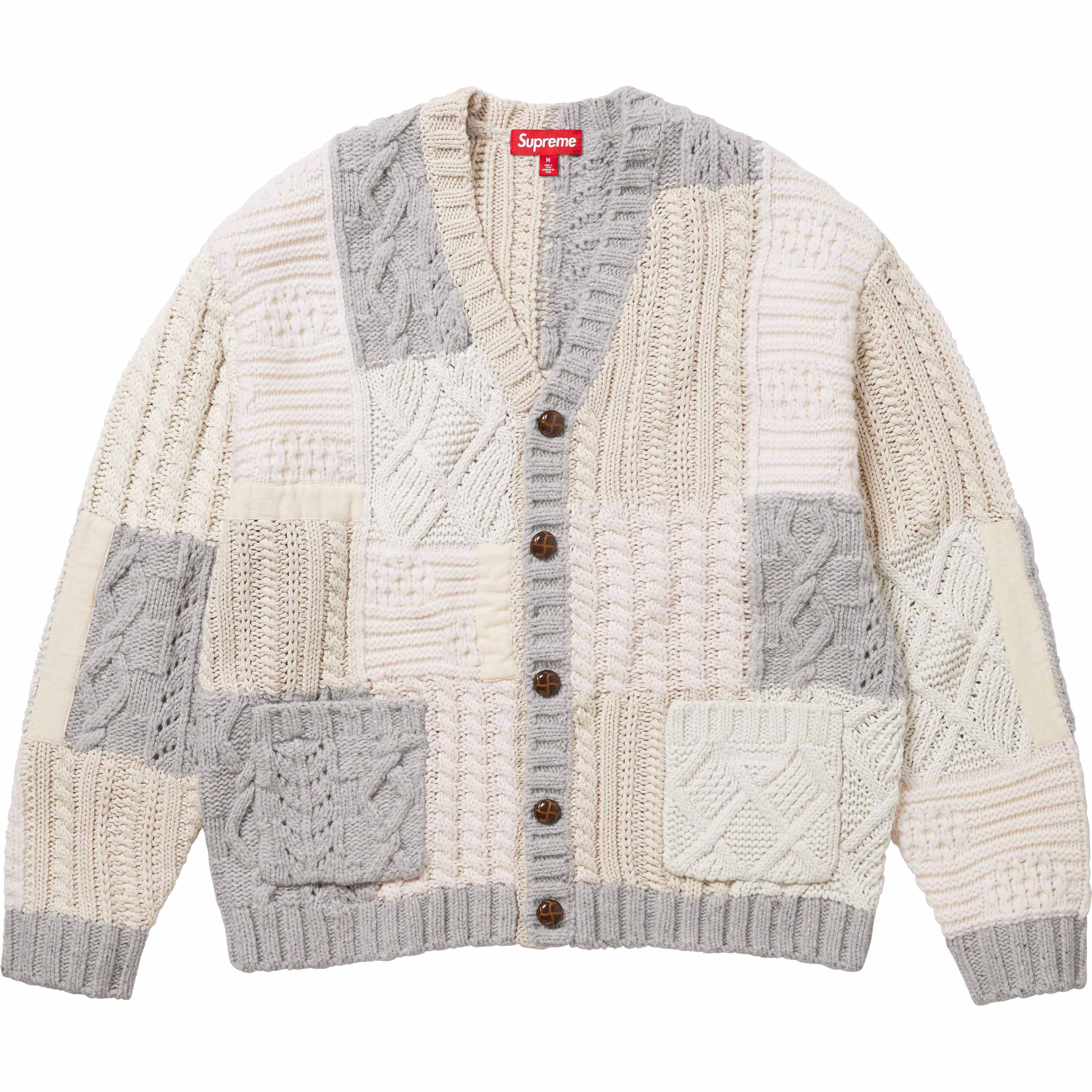 supreme Patchwork Cable Knit Cardigan