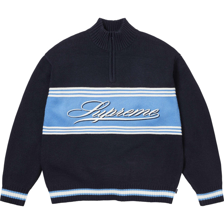 Script Stripe Half Zip Sweater