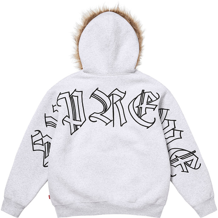 Faux Fur Zip Up Hooded Sweatshirt-5