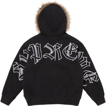 Faux Fur Zip Up Hooded Sweatshirt