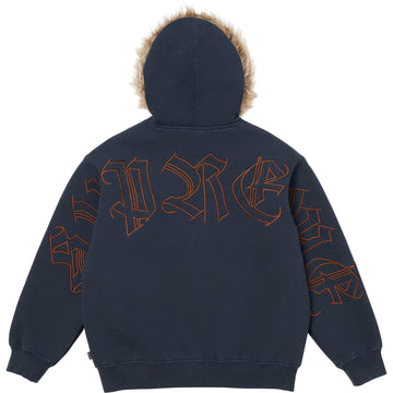 Faux Fur Zip Up Hooded Sweatshirt