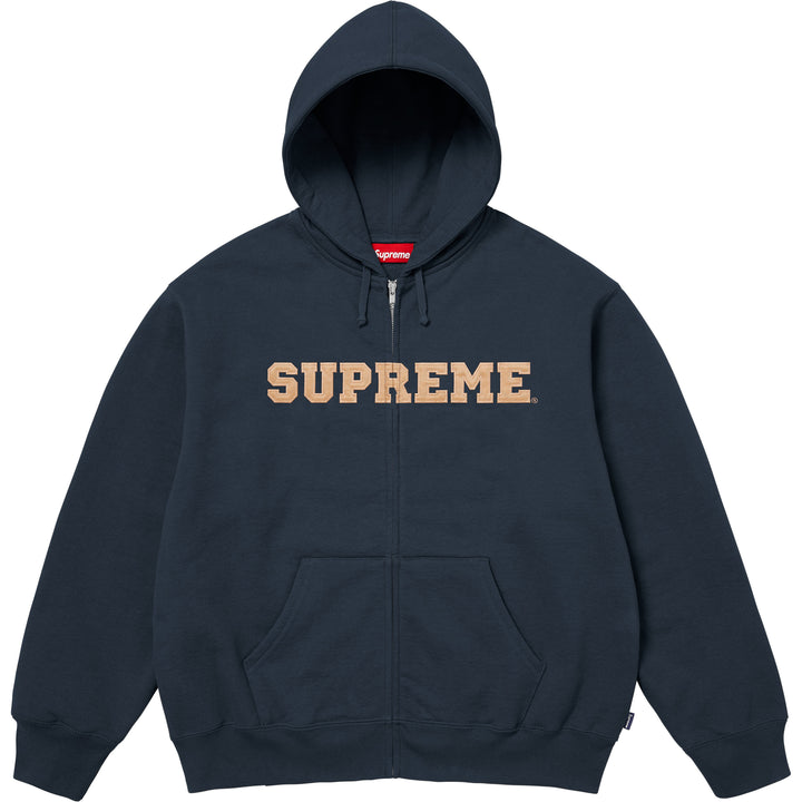 Collegiate Appliqué Zip Up Hooded Sweatshirt