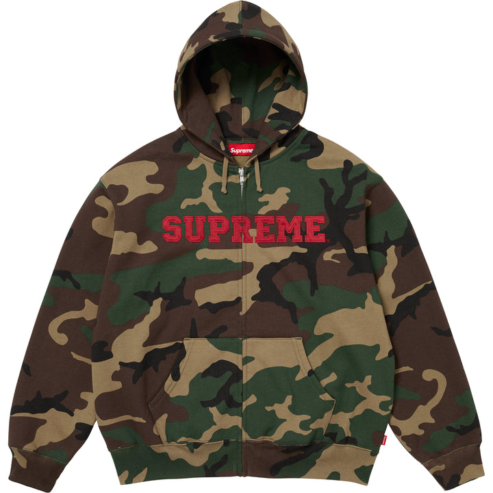 Collegiate Appliqué Zip Up Hooded Sweatshirt
