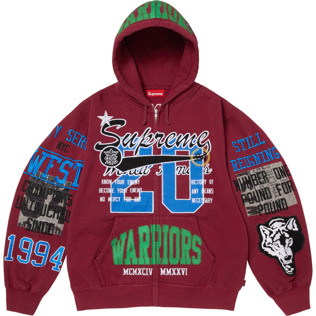 Warriors Appliqué Zip Up Hooded Sweatshirt - Shop - Supreme