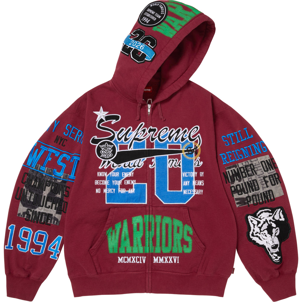 【即決希望】※早い者勝ち※On God Hooded Sweatshirt Warriors Appliqué Zip Up Hooded Sweatshirt - Shop - Supreme