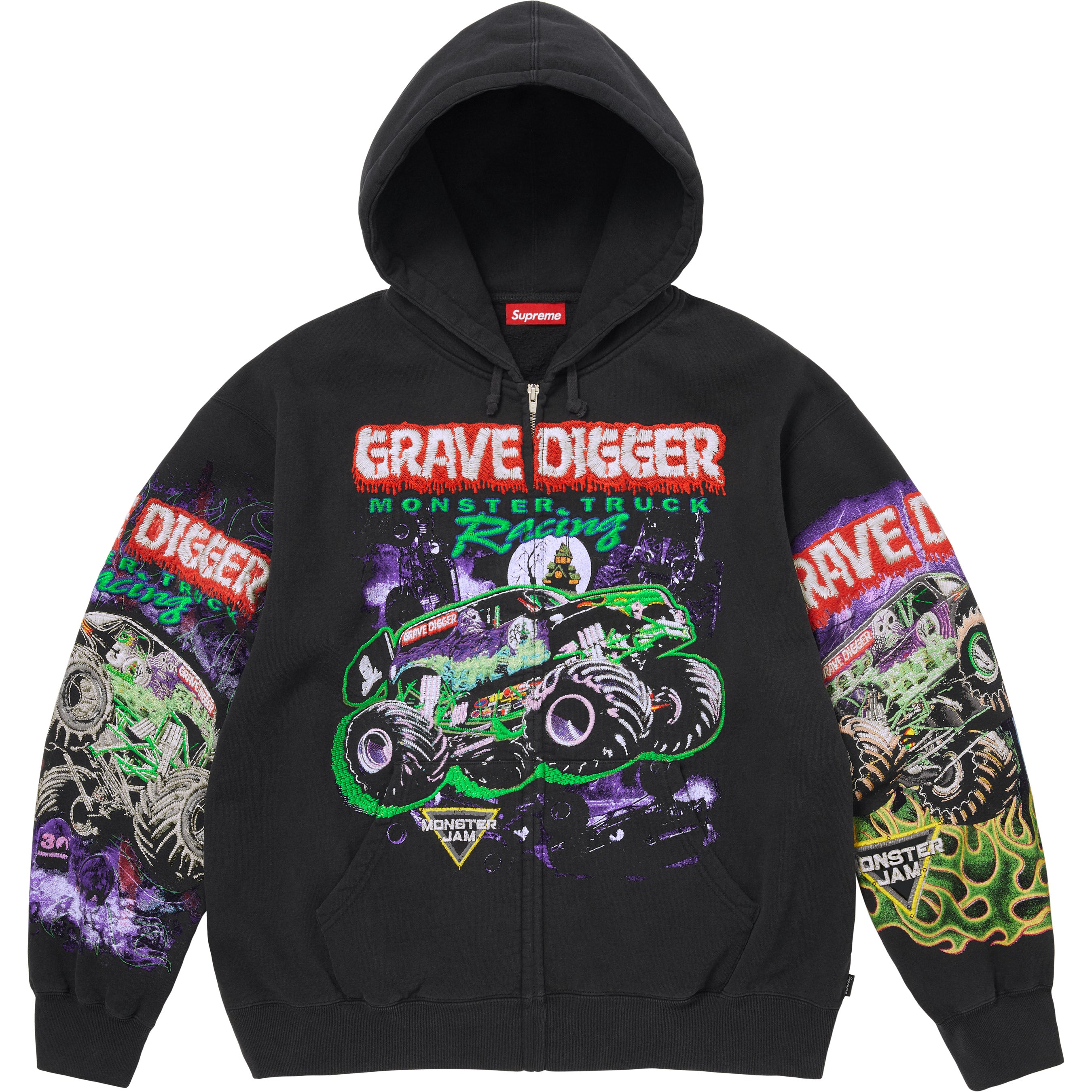 Monster Jam™ Grave Digger™ Zip Up Hooded Sweatshirt - Shop - Supreme