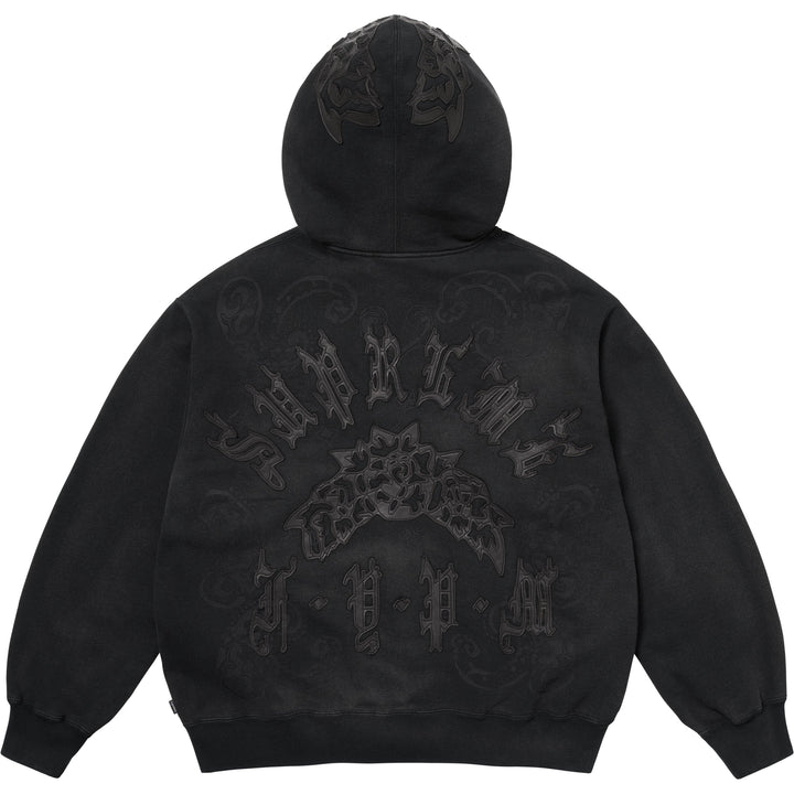 ビッグ割引 Up Zip Appliqué Leather Hooded Supreme - Shop - Sweatshirt トップス