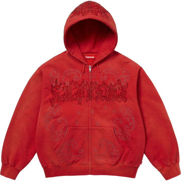 Leather Appliqué Zip Up Hooded Sweatshirt - Shop - Supreme
