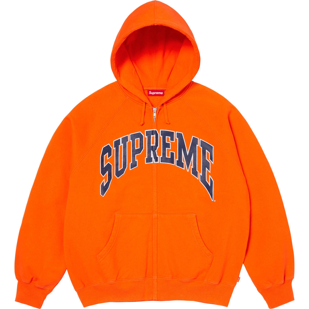 Cracked Raglan Zip Up Hooded Sweatshirt