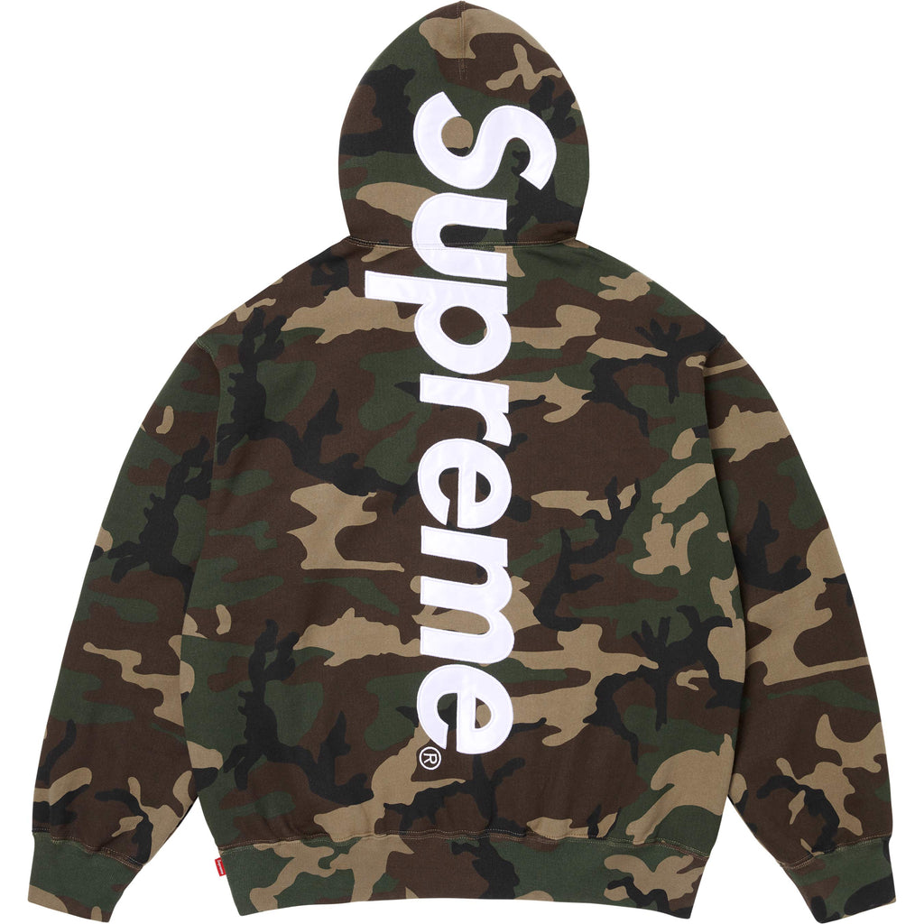 Satin Appliqué Hooded Sweatshirt